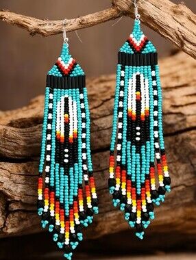 Native American Themed Beaded Earrings